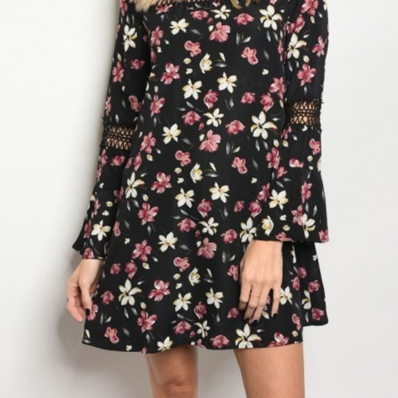 Black Floral Dress - Picture 2 of 3